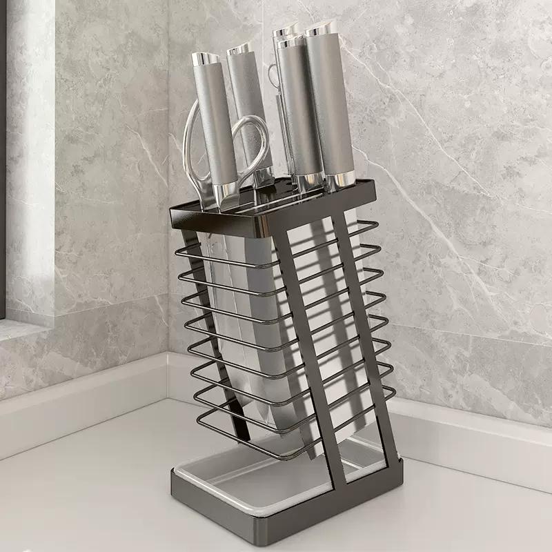 304 Steel Kitchen Knife Holder Countertop Home Use Restaurant Bar Chef Santoku Cleaver Storage Rack Knife Stand Organizer