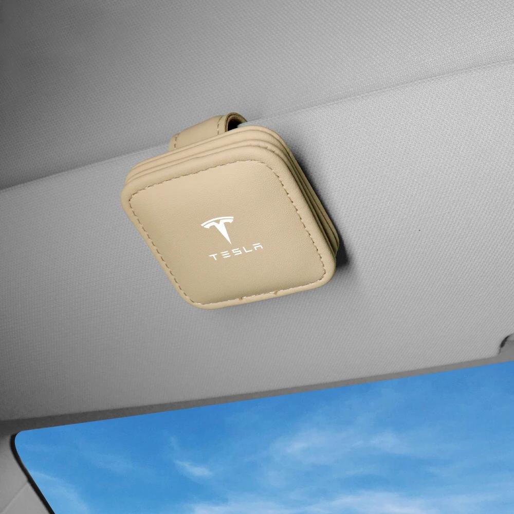 Autoaufkleber 2025 Heißes Auto Sonnenblende Brillenaufbewahrungsbox Sonnenbrillenclip Karten-Ticket-Halter Für Tesla Model 3 Y S X X Roadster Jugue