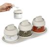 ZHUQUE Glass Condiment Sugar Spice Airtight Storage Container with Integrated Kitchen Supplies 3-Piece Pot, Shaker, Bottle, Spoon,