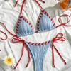 1011 European and American Summer New Sexy Solid Color Bikini Three-point Women's Beach Vacation Swimsuit