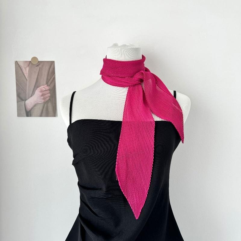 

Korean Solid Color Long Silk Scarf Women Headband Temperament Scarf Summer Tied Bag Neck Protection Small Scarf Fashion Accessories 13