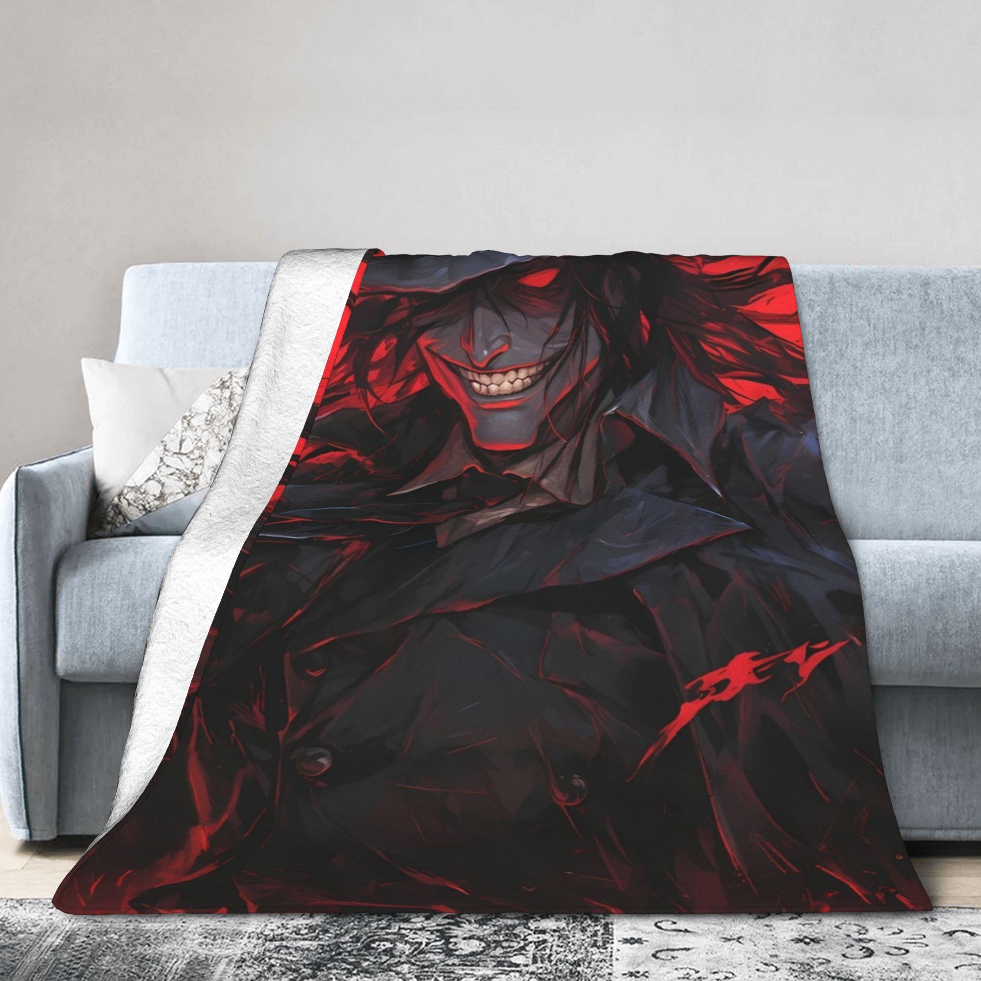 Pandara Jewelry Unisex Dark Alucard Hellsing Vampire Anime Gothic Blanket Fleece Multifunction Soft Throw Blanket For Bed Outdoor Bedspread