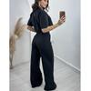 European and American Fashion Short Top High Waist Wide Leg Suit Pants Women's Suit