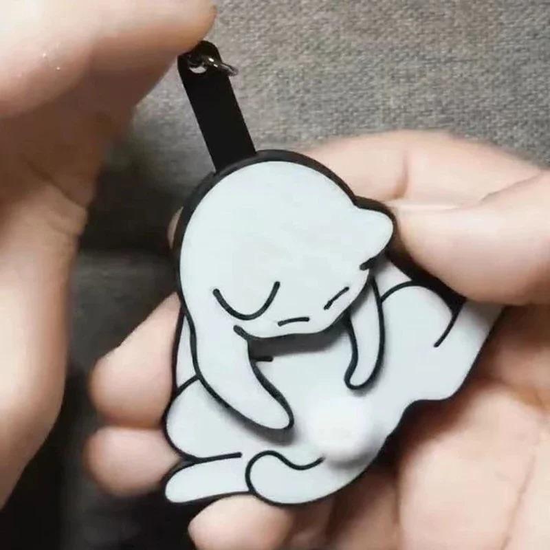1-20PCS Creative Pull Play Egg Cat Keychain Pendant Cute and Funny Rotatable Bag Pendant for Women Keyring Purse Car Accessories