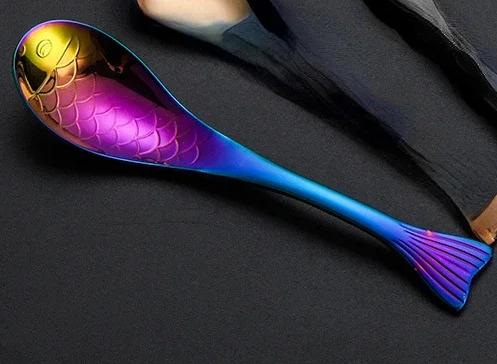 

Ложка из нержавеющей стали 304, креативная ложка в форме рыбки, мультяшная ложка-рыбка, десертная ложка, ложка для риса, позолоченные ложки для перемешивания M