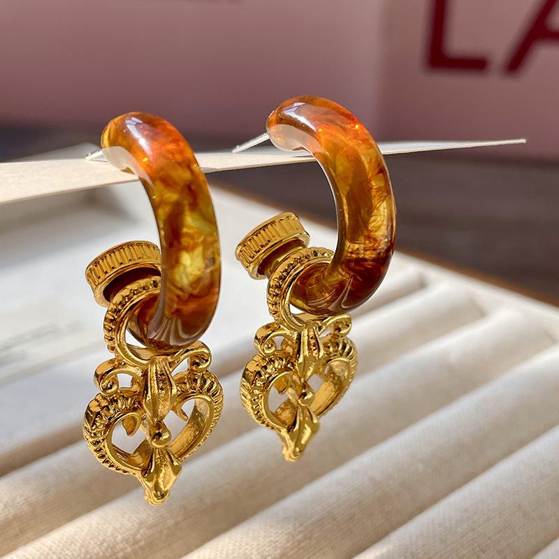 

Сережки JMXD з натурального каменю Тигрове око для жінок, Мінімалістичні витончені золоті пусети, Естетичні ретро сережки, Сережки з кристалами для зцілення чакр