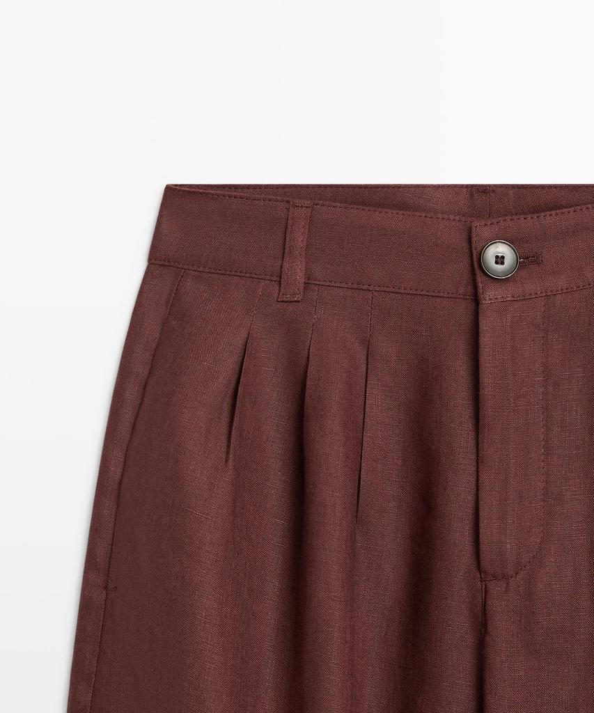 Masimodutti Linen Pleated Wide Fit Pants