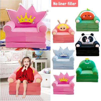 Plush Foldable Kids Sofa Cover  2 In 1 Foldable Children Sofa Cute Cartoon Lazy Sofa  Pillowcase Without Liner Filler