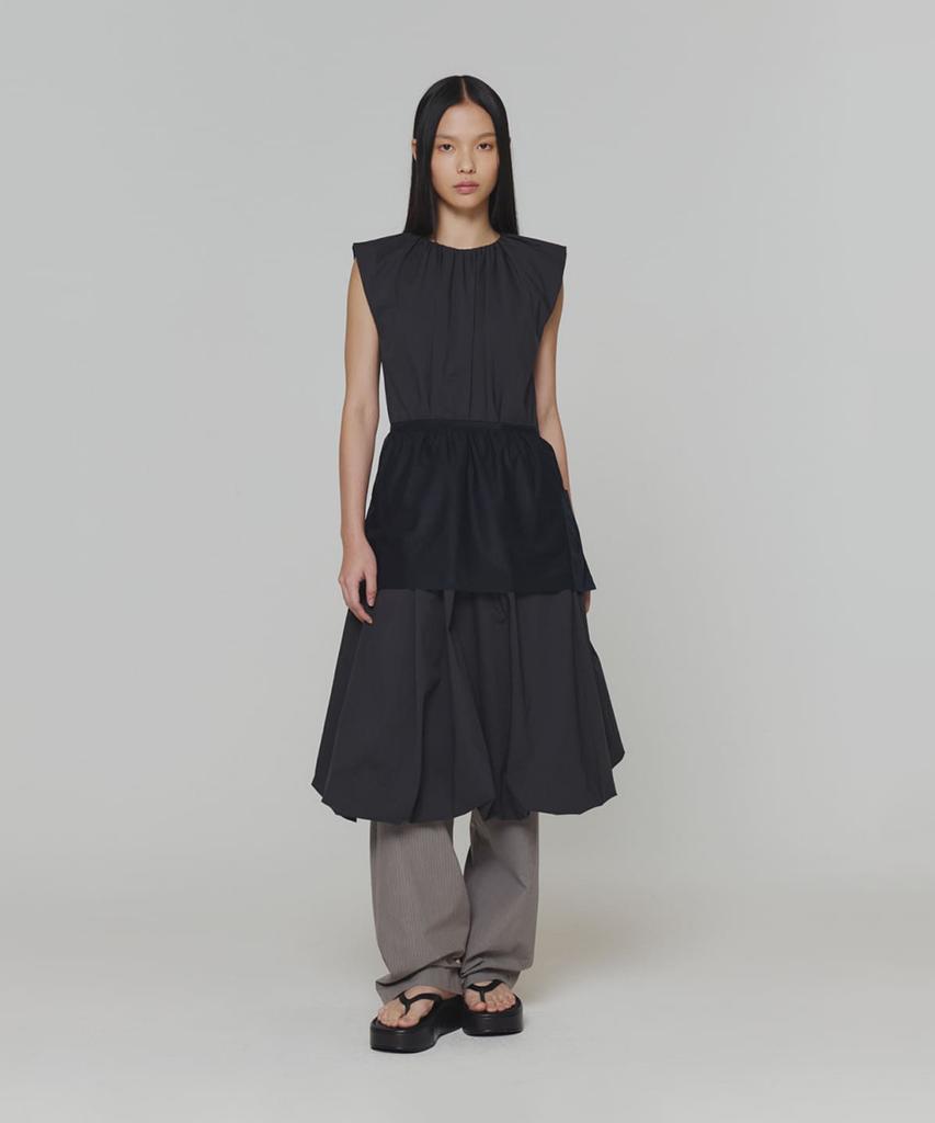Amomento Cotton Volume Shirring Dress_Charcoal