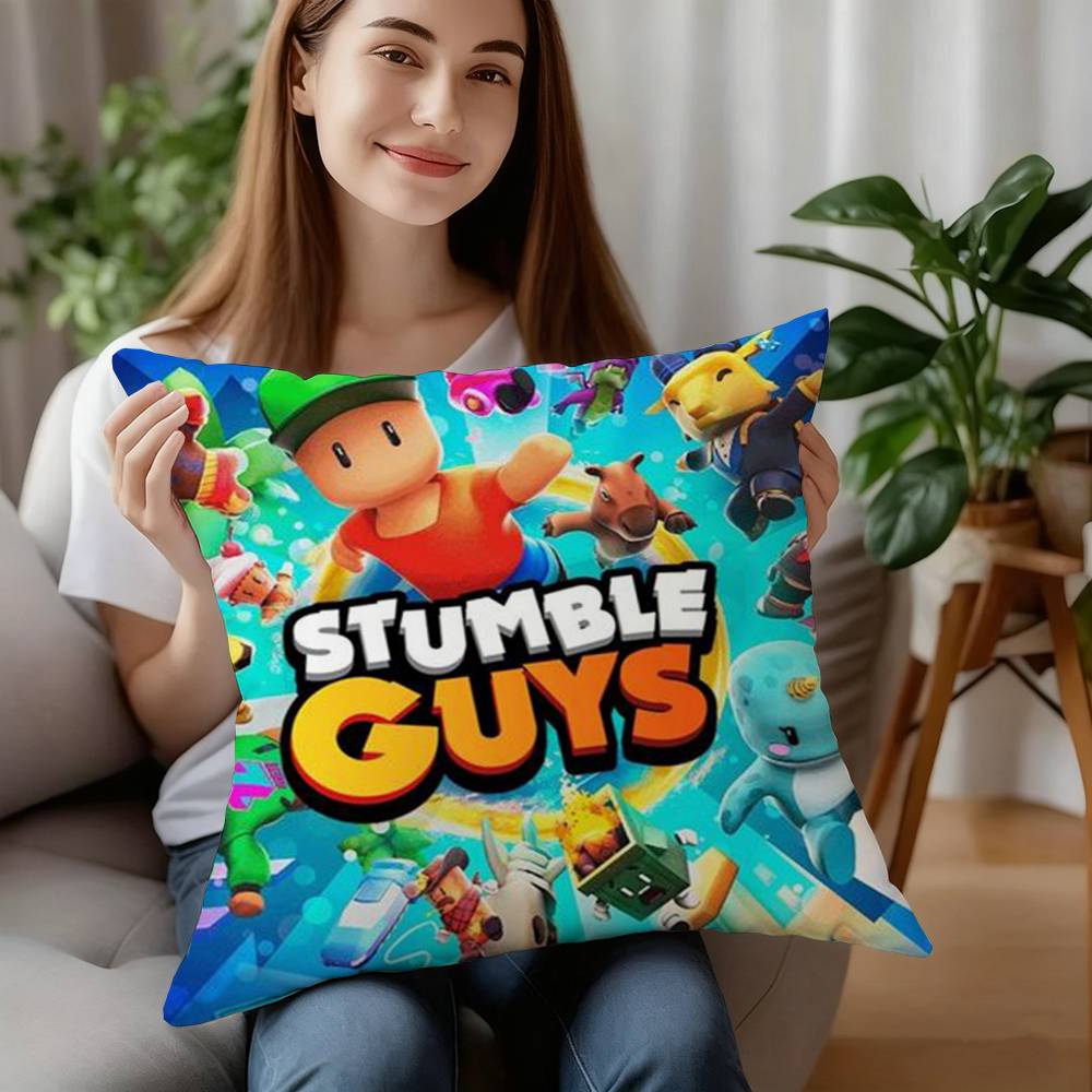 Pillow Sleeping Game S-Stumble Guys Ornamental Pillow Case Short Plush Sofa Decorative Gift Home Double-sided Printing Cushion