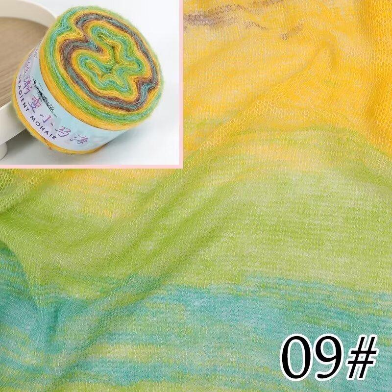 Warm Color Gradient Mohair Soft and Skin Friendly Mohair Fine Thread Hand Woven Crochet Baby Sweater Scarf Glove Material