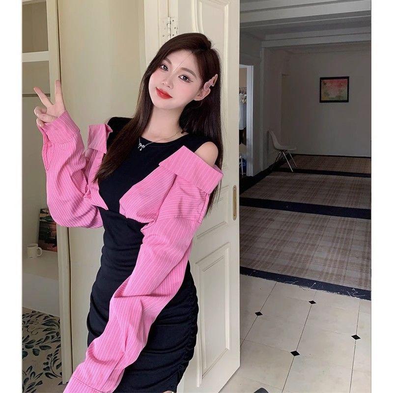 

Chic Autumn-Winter Off-Shoulder Two-Piece Bodycon Dress XS (suggested 70-80 jin)