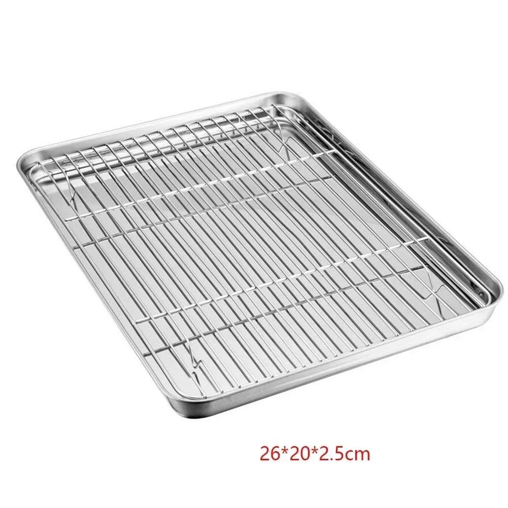 Baking And Cooling Rack Set Healthful Quick And Even Heating Roll Edges Shiny Mirror Finish Silver Wire Rack Set