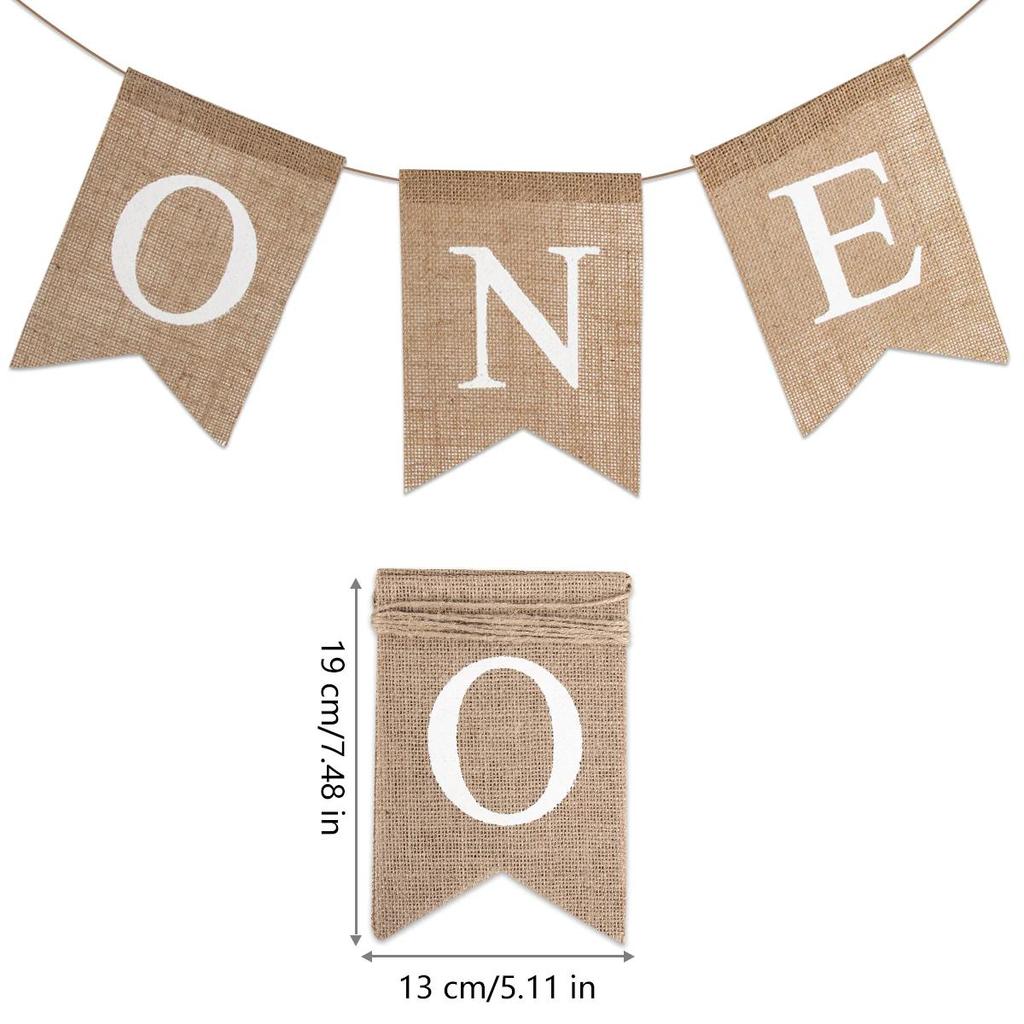 Babyshower Stol Band Jute ONE Girlang Pojke Flicka Ett År Gammal Födelsedagskalas Dekorationer Gåvor Fotorekvisita Tillbehör 3 Färger