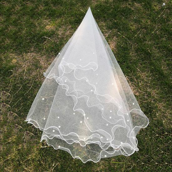 Elegant Imitation Pearl One Layer Bridal Wedding Veil Hair Accessory Photo Prop