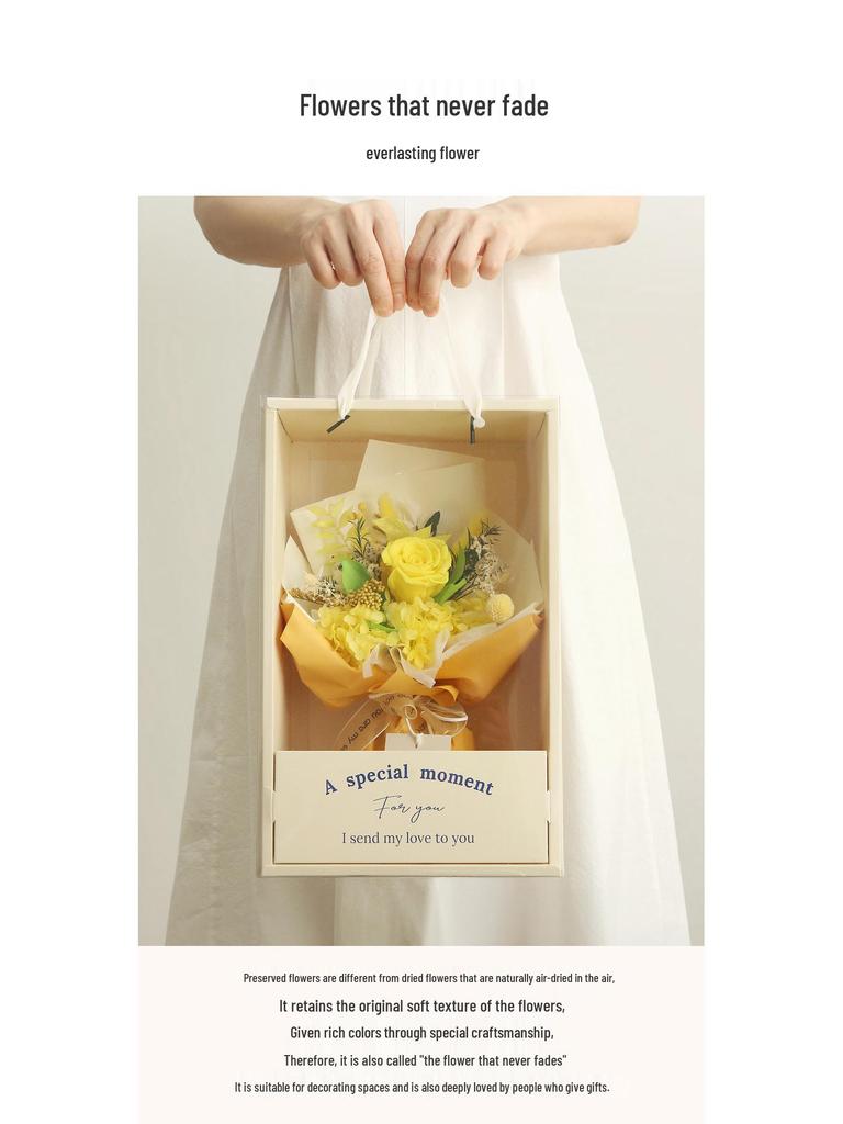 Eternal High-End Rose Bouquet with Real Fresh Flowers