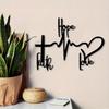 Metal Wall Cross Decor with Hope Faith Love Inspirational Scripture Heartbeat Christian Home Gift