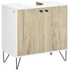 Under-sink Cabinet, Bathroom Cabinet with 2 Doors, Steel Legs, 60 X 30 X 60 Cm, White and Natural Wood