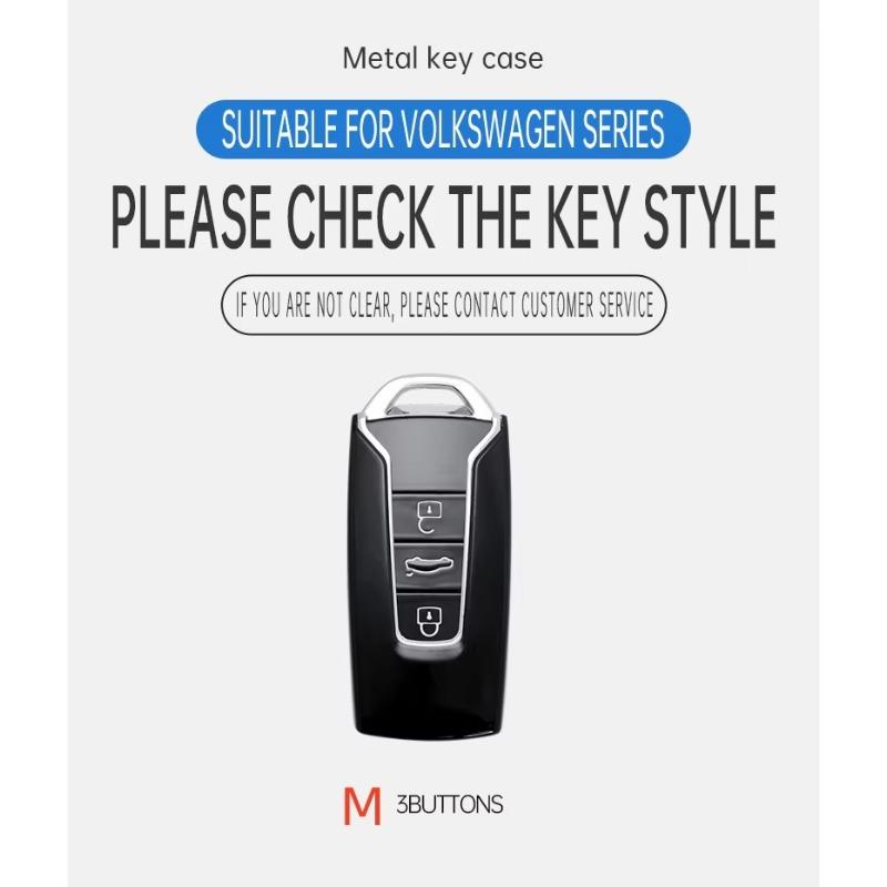 BOD1 2025 Hot Suede Leather Car Key Case Protector Shell Fob for for VW Volkswagen Touareg 2019 2020 2021 2022 2023 Auto Keychain Acc ER3