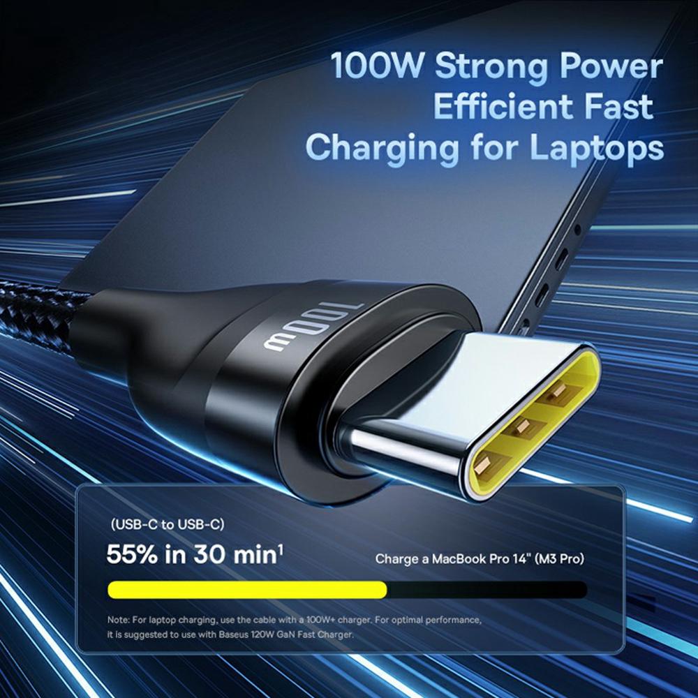 BASEUS Flash Series 3 Two-For-Three Fast Charging Cable USB+Type-C to Type-C+Type-C+Lightning 100W 1.5m,Black
