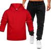 Осенне-зимний спортивный костюм, Мужская однотонная толстовка с капюшоном, комплекты из 2 предметов, мужская одежда, костюм, мужские флисовые спортивные спортивные штаны с капюшоном, комплекты из двух предметов