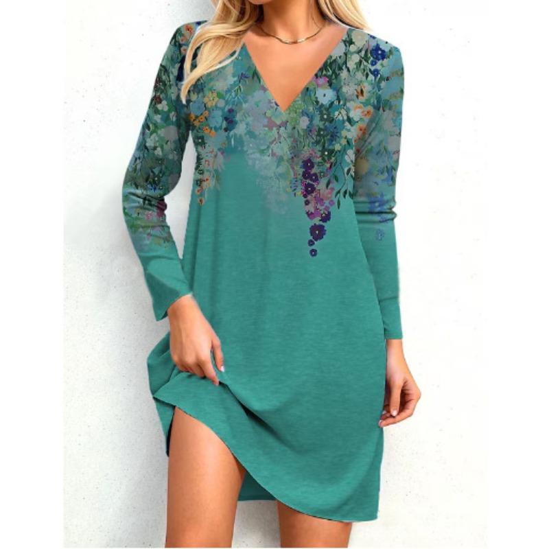 BITCED Fashion Autumn Winter  Long Sleeve V-Neck Casual Dresses
