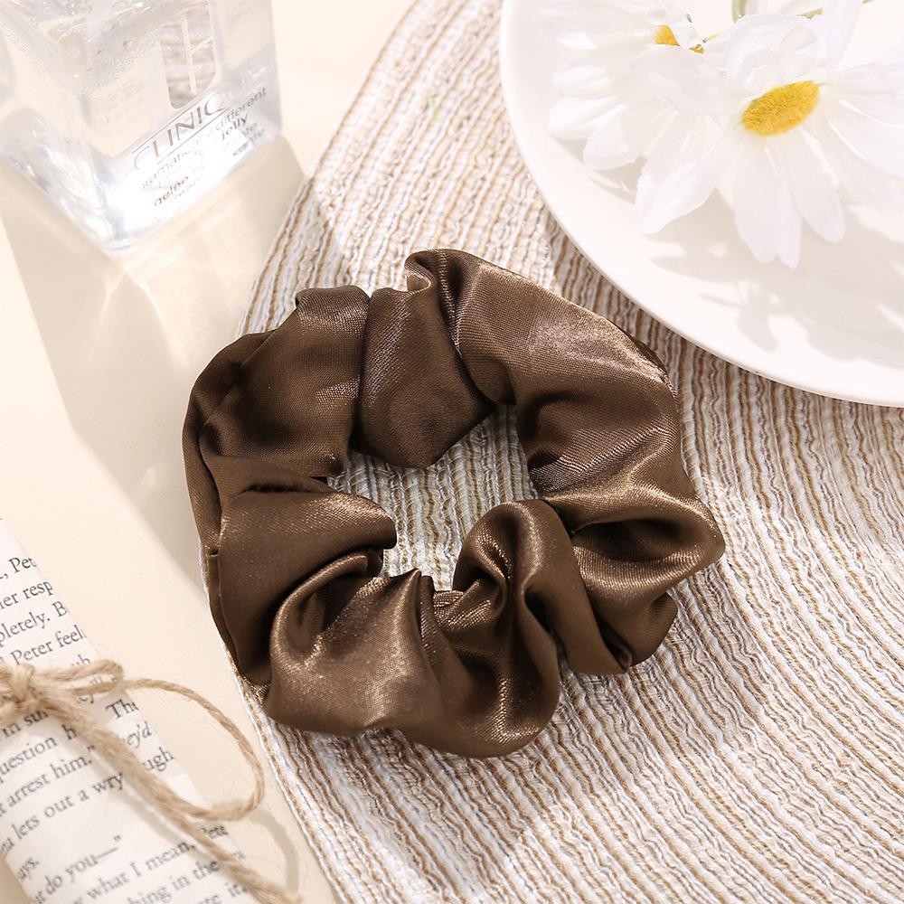 Silk Satin Retro French Scrunchie - Large Solid Color Hair Accessory for Women