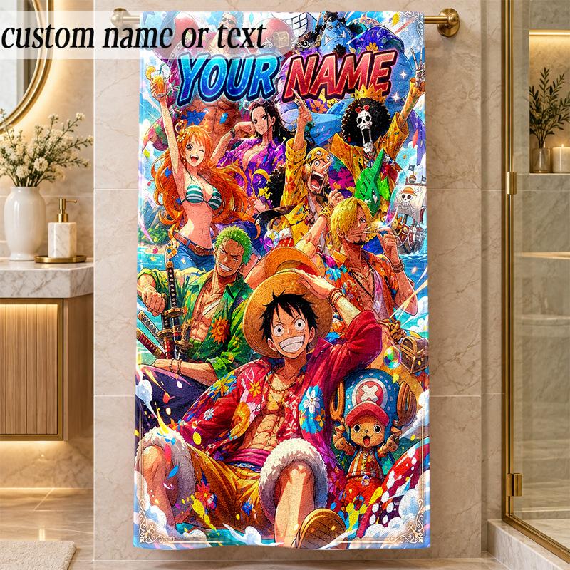 Beach TowelOne Piece Custom Name Text Personalized Soft Towel for Beach Pool Indoor Home Decor Gift