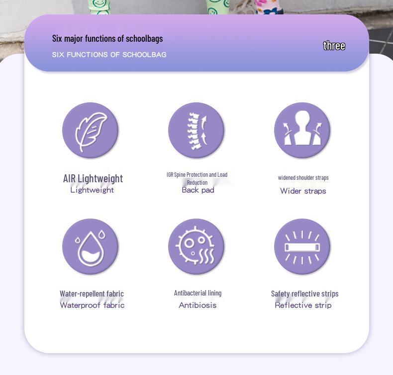 Mok Lightweight Double Shoulder School Backpack & Pencil Case Set for Girls, Grades 1-6