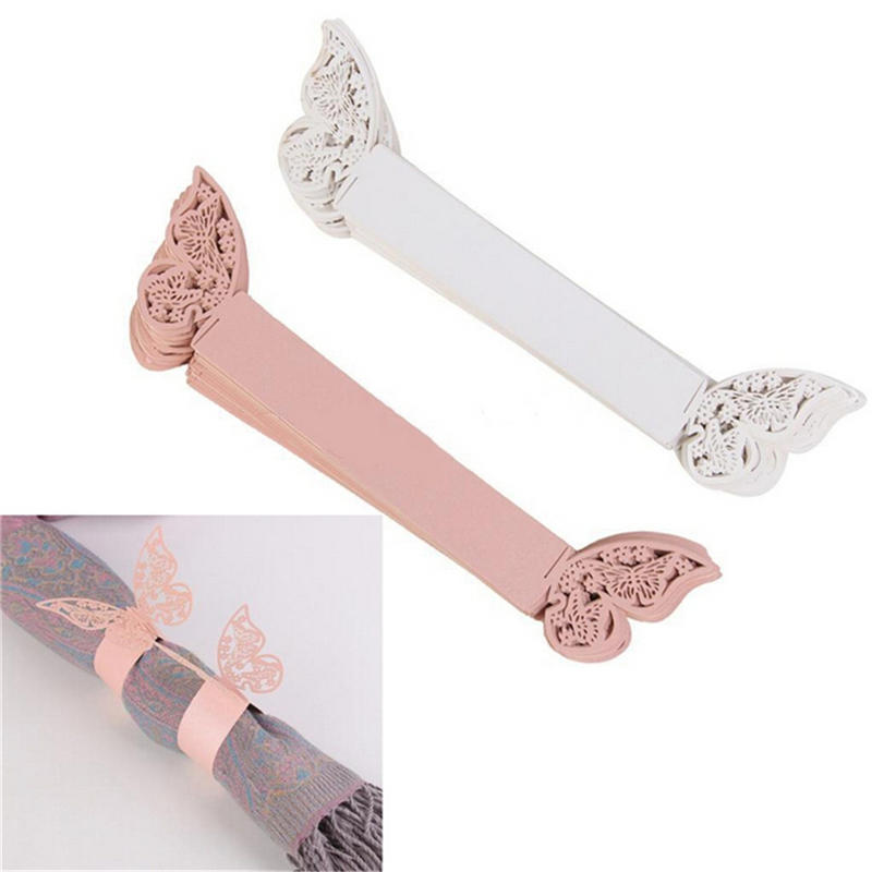 50PCS Butterfly Napkin Ring Paper Holder Table Party Wedding Favors Banquet