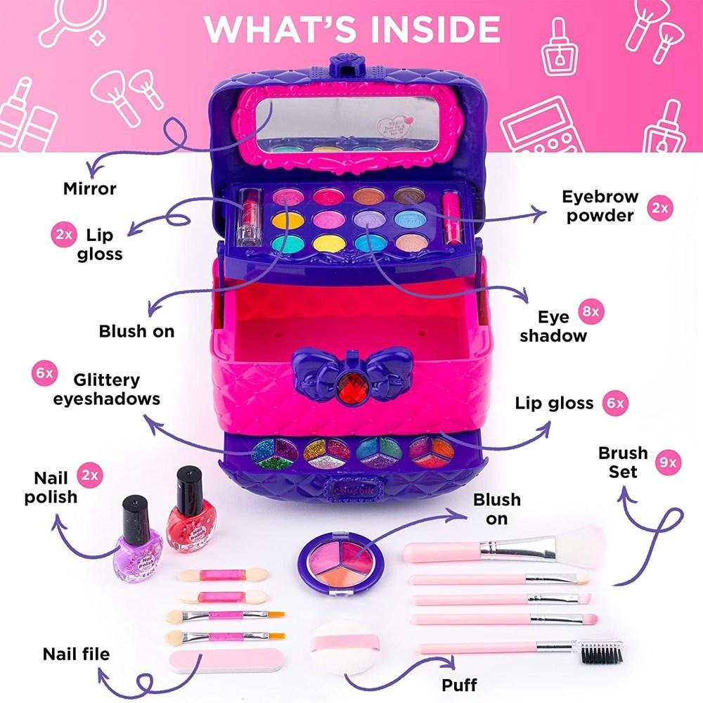 Zestaw kosmetyczek dla dzieci, 41 elementów, 3-poziomowa torba, prezent świąteczny dla siostrzeńca i jego urodzin