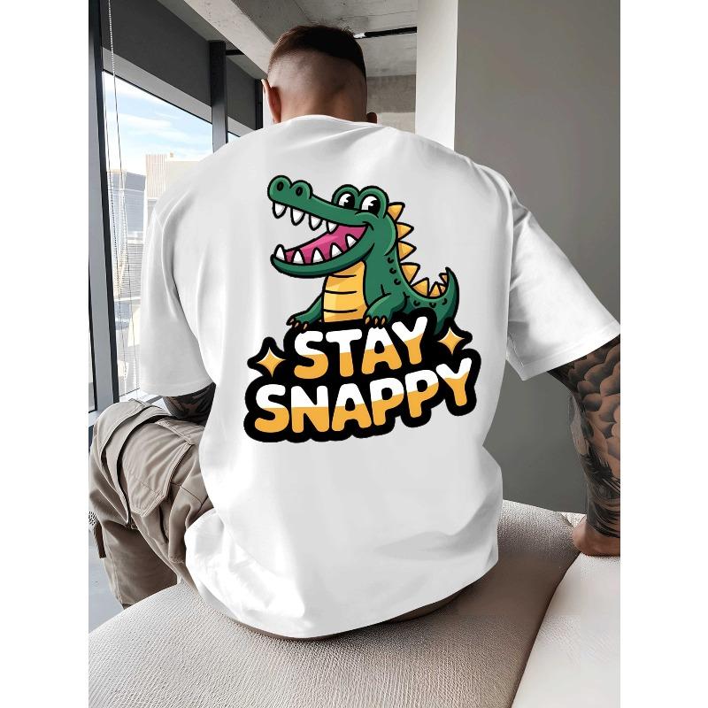European Size Keep It Stylish with The New Croc Summer Men'S Short-Sleeved T-Shirt Featuring Back Prints, a Trendy And Fashionable Piece