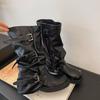 Designer Autumn Winter Vintage Woman Knight Knee High Boots Shoes Ladies Elegant Thick Low Heel Belt Buckle Western Cowboy Botas