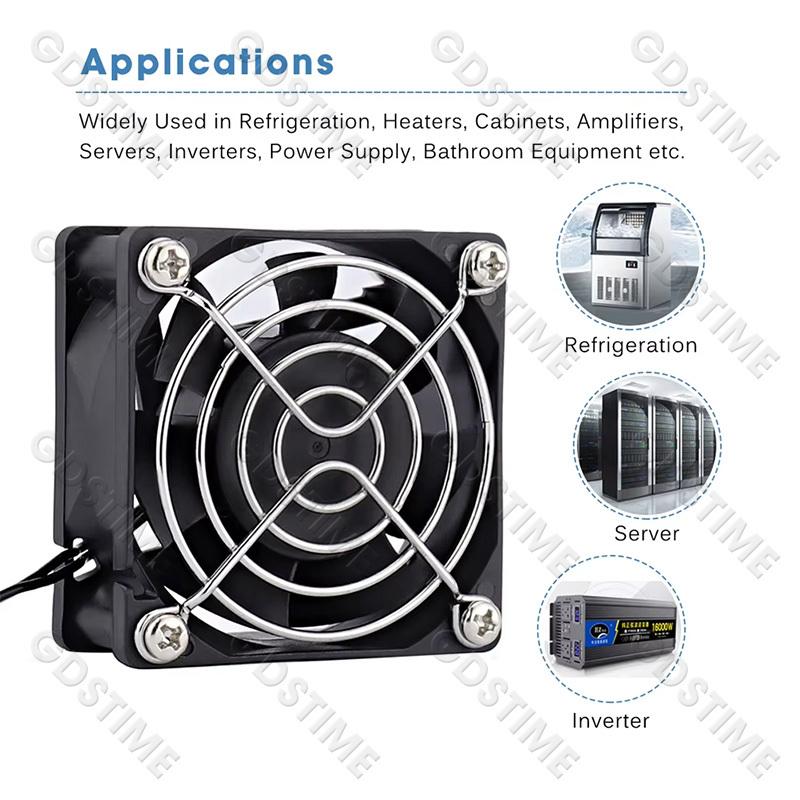 

1Pcs 60mm 80mm 90m 120mm AC 110V 220V 240V 3 inch Dual Ball Plastic Universal Cooling Cooler PC CPU Fans Airflow For Computers 1pc 120MM Grill чёрный