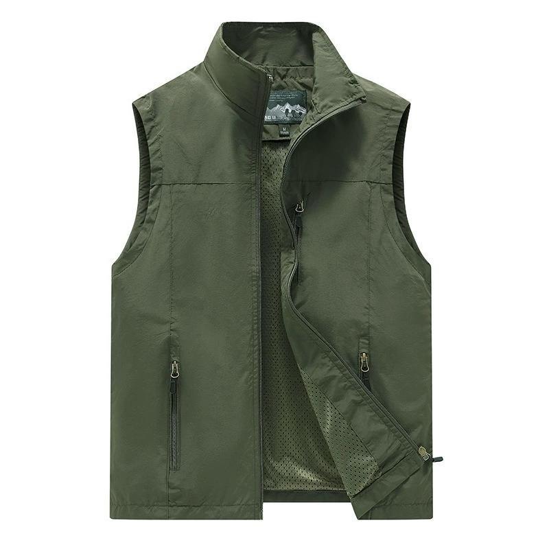 Summer Men Outdoor Mesh Thin Waistcoats Climbing Sleeveless Jackets Men Multi-pockets Fishing Photography Breathable Vests