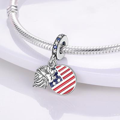 Original Charmscopper American Flag Eagle Pendants Fit Charms Platabracelets For Women Jewelry Making Diy Fine Gifts