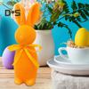 Easter Bunny Statue Freestanding Foam Rabbit Ornament Faux Moss Rabbit Flocked Bunny Figurine Centerpiece for Desk Mantel Dining Table