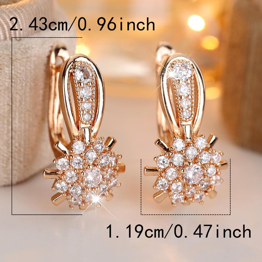 Sparkling White Zircon Flower Drop Earrings for Women Luxurious Wedding Accessories Exquisite Jewellery Gift