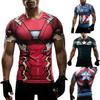 Büyük Beden Iron Man Kaptan Amerika Sıkıştırmalı Kısa Kollu Üst
