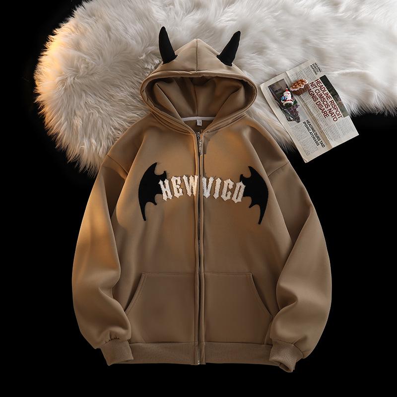 Women's Fleece-Lined Embroidered Hoodie Cardigan: Autumn/Winter 2023 Collection