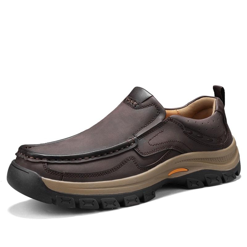 Handmade Men's Loafers Breathable Casual Leather Shoes Classic Sewn Driving Shoes Comfortable Leisure Walking Footwear Moccasins