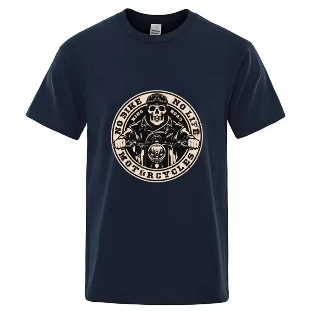 Short Sleeve  T-shirt Motorcycle Addict Piston Skull T Shirt Men's Hip Hop Shirt Cool Tee Harajuku Streetwear Fashion 2024