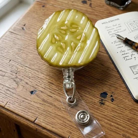 Pickle Retractable Badge Reels ID Holder with Strong Metal Clip Anti-slip Badge Holder for Work Badges Keys Bus Cards Access Cards