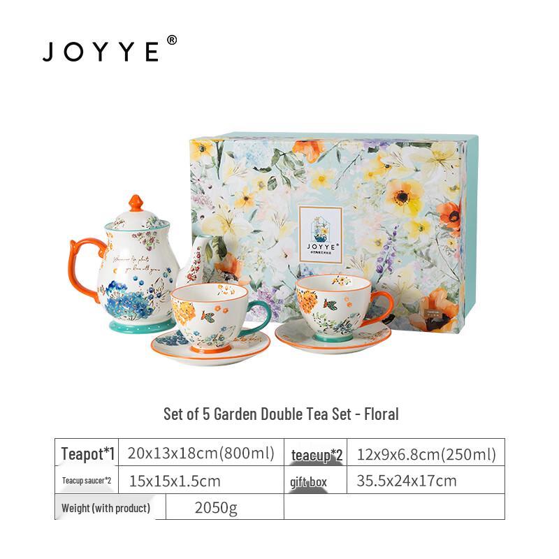 JOYYE 5-Piece Mixed Color Garden Tea Set