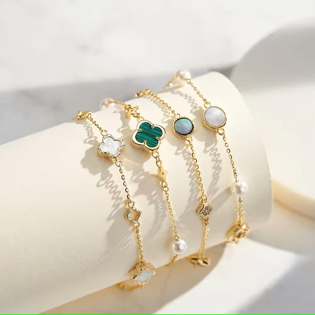 Fashion Bracelet Jewelry 925 Sterling Silver Clover Bracelet Chain for Women Charms Gold Plated Bracelet