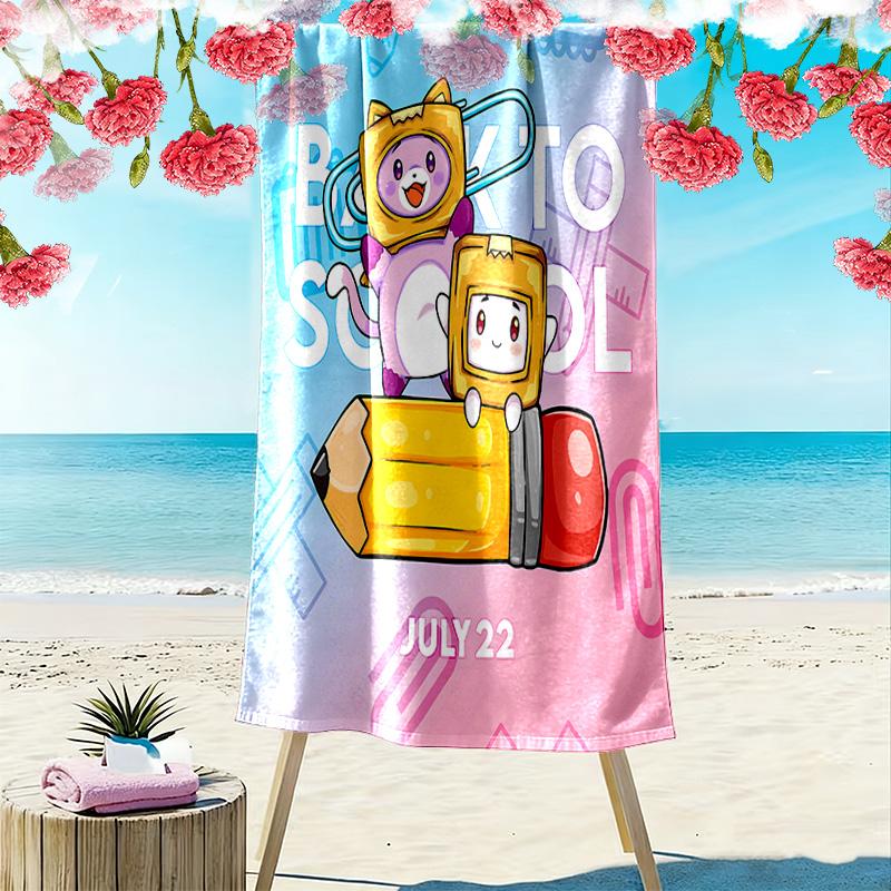 Lankybox Print Beach Towel, Large Soft Quick Dry Towel for Beach Camping Swimming