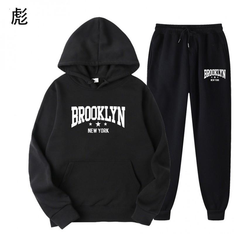 Men Women Hoodie Sweatpants Set Casual Fleece Lined Tracksuit Sportswear