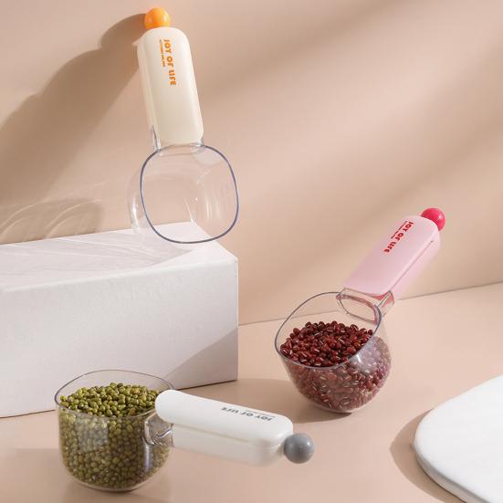 Rice Scoop with Sealing Clip Large Kitchen Measuring Spoon for Flour Grains Food-Grade Plastic Kitchen Scoop for Cereal Containers Pantry Organization