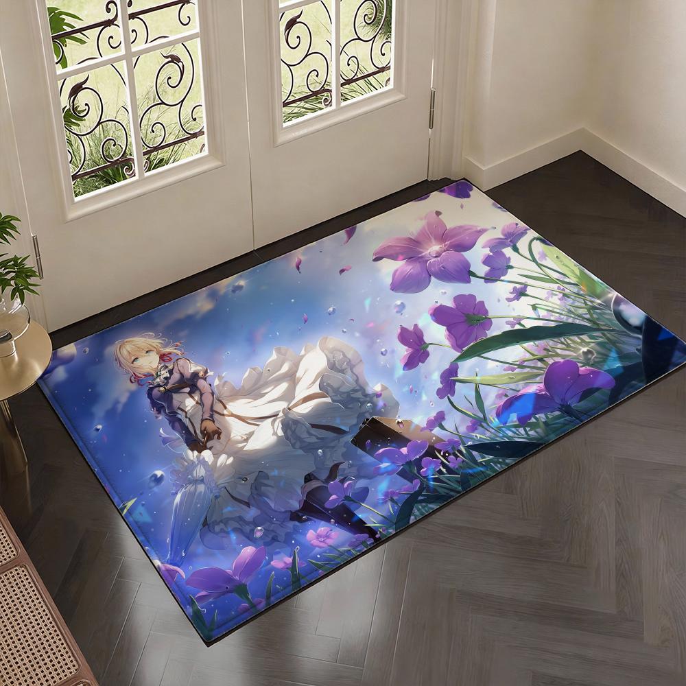Drama Anime V-Violet Evergardens Floor Mat Soft Thickened Flannel Door Mat Non-Slip Living Room Rug Home Decor