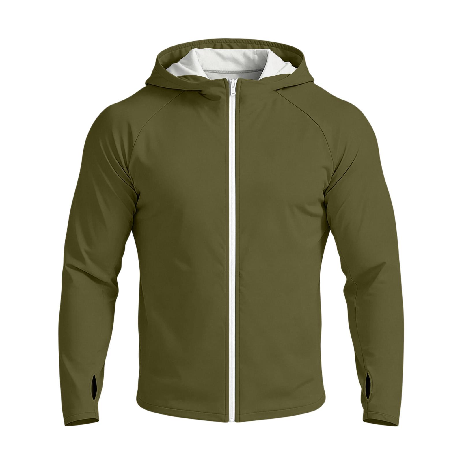 Men s Casual Raglan Sleeve Hooded Long Sleeve Sun Protection Jacket Lightweight Breathable Outdoor Zip Up Top L
